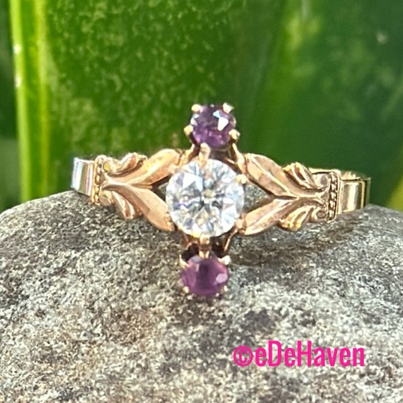 10k Rose gold Diamond & pink tourmaline ring